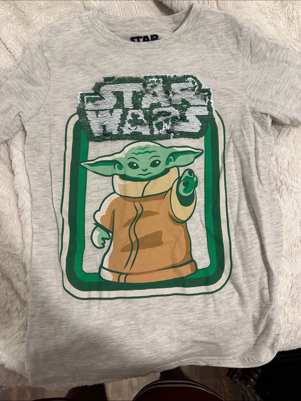 Star Wars Kids Long Sleeve Tee in Gray with Green & Brown